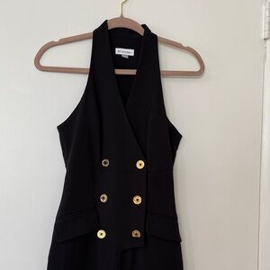 Calvin Klein Black Halter Jumpsuit with Gold Accents